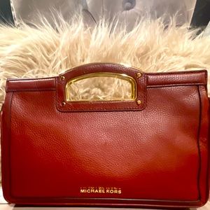 NWT RED LEATHER MICHAEL KORS CLUTCH